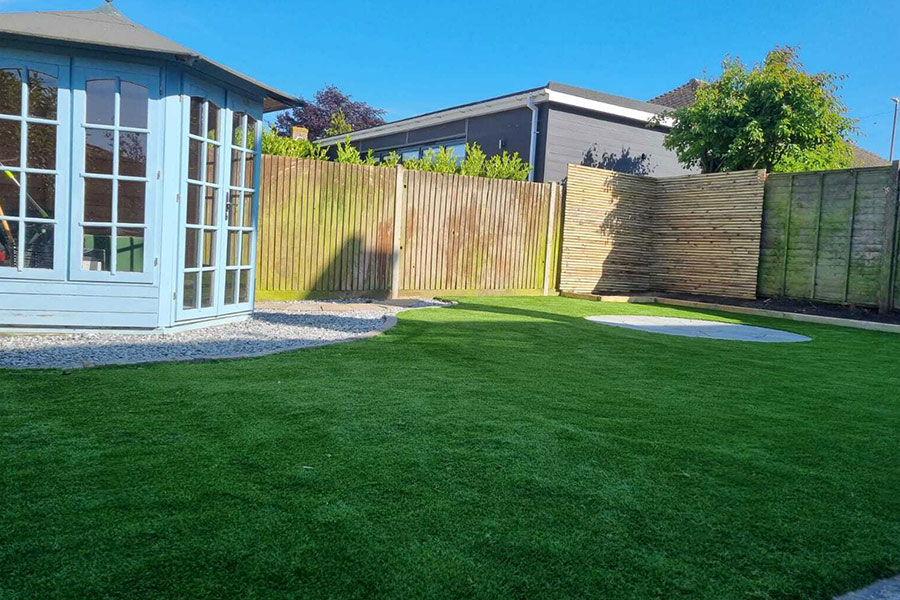 Finished landscaped garden with paving and planting